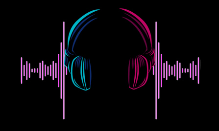 Music app earphones mockup